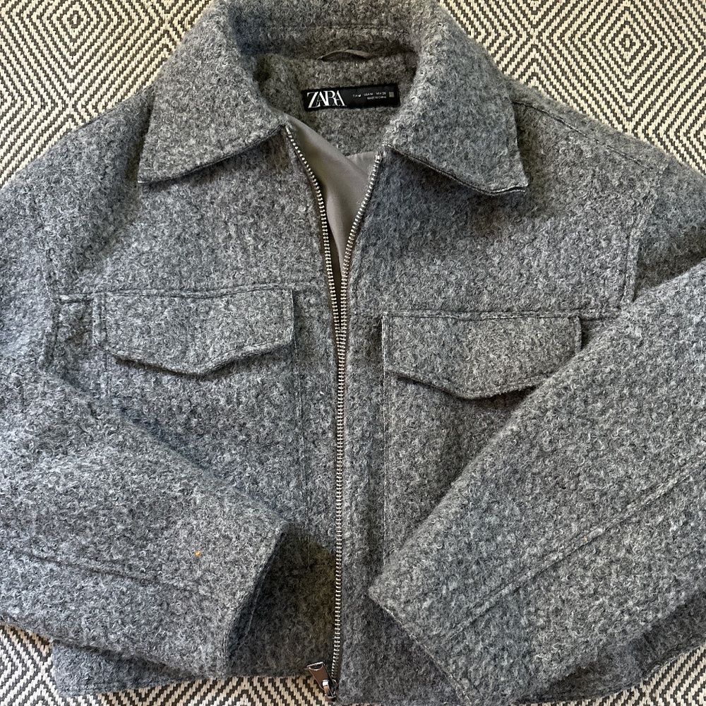 Zara cropped boucel jacket